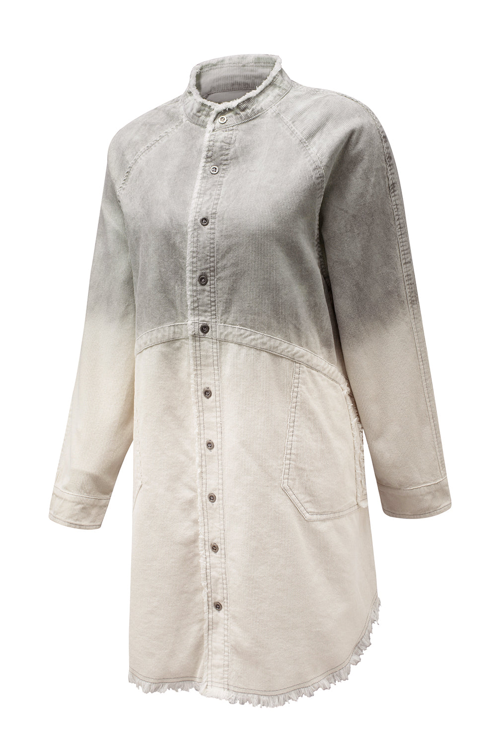 Gray Gradient Long Sleeve Button Up Raw Hem Denim Dress Melody Wear™️