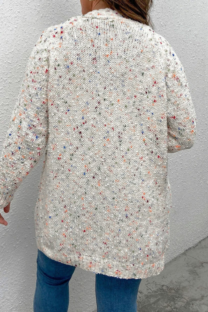 White Rainbow Popcorn Speckles Open Front Cardigan Melody Wear™️