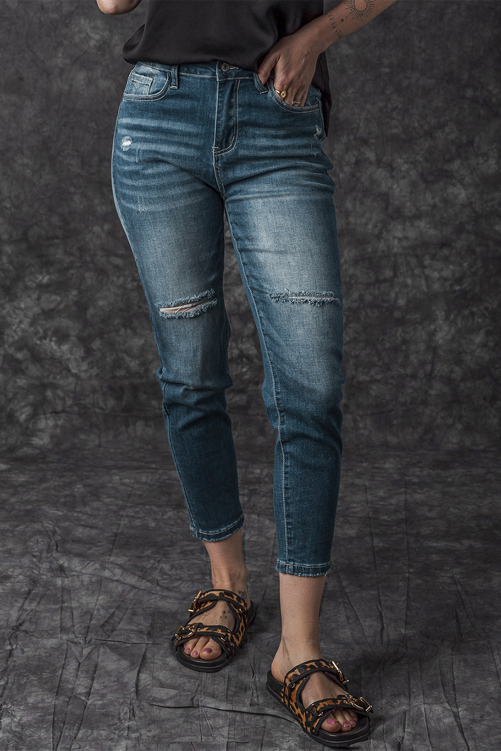 Blue Distressed Ripped Skinny Jeans Melody Wear™️