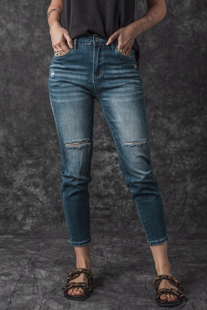 Blue Distressed Ripped Skinny Jeans Melody Wear™️