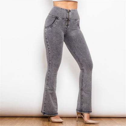 High Waist Dark Thread Grey Flare Jeans Melody Wear™️