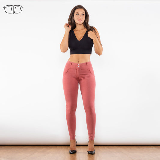 Dark Pink Washed Middle Waist Lifting Jeggings