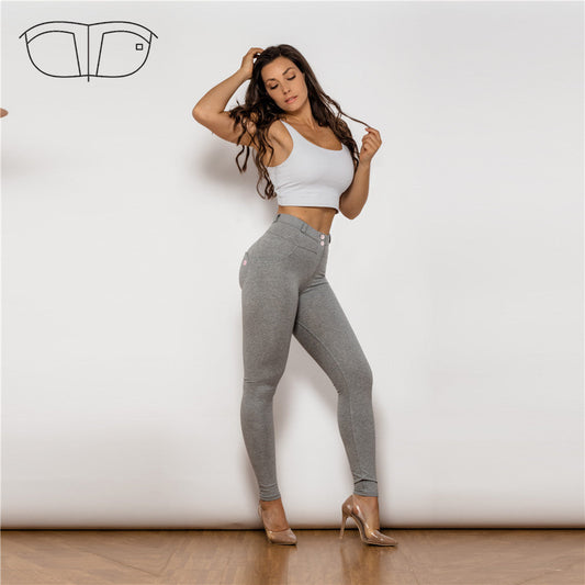 Middle Waist Grey Knitted Leggings