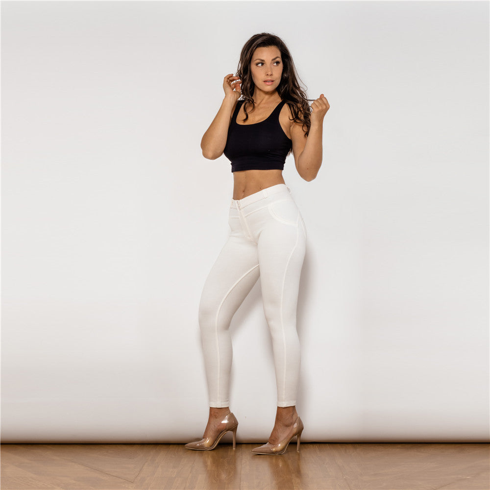Middle Waist White Knitted Leggings Melody Wear™️