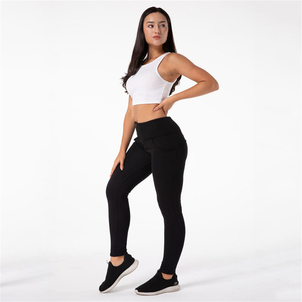 high waist black knitted with fur Leggings Melody Wear™️