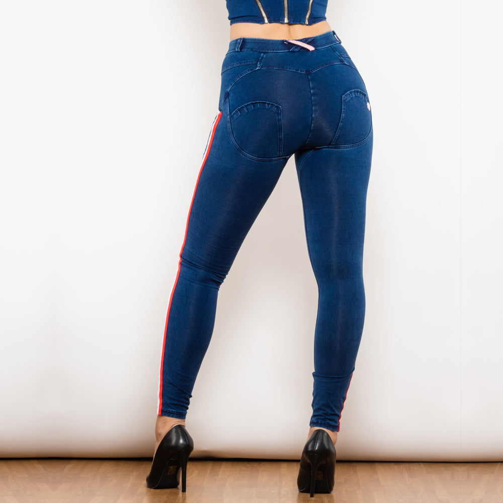 Middle Waist Dark Thread Dark Blue Jeans with Stripe Melody Wear™️