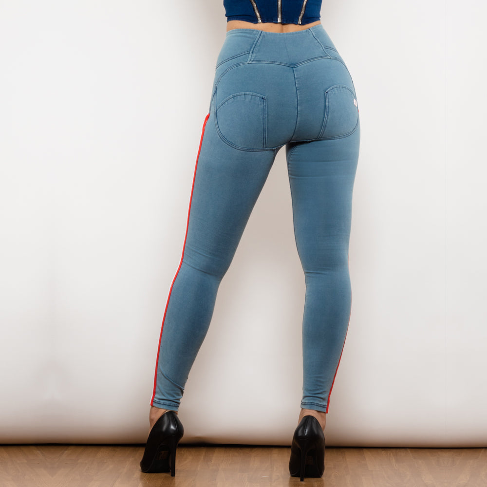 High Waist Dark Thread Light Blue Jeans with Stripe Melody Wear™️