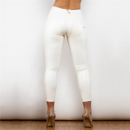 Middle Waist Shinning White Leather Leggings Melody Wear™️