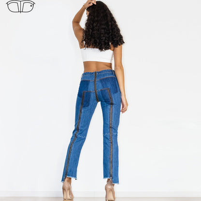 Dark Blue Multiple Zippers Jeans Melody Wear™️