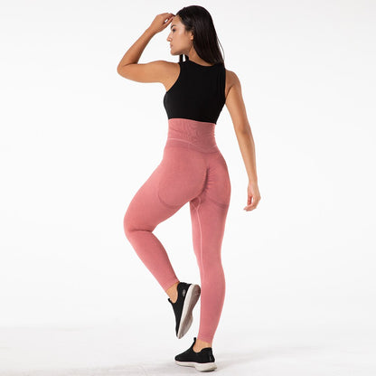 Scrunch Butt Running Training Leggings Seamless Yoga Pants High Waist Belly Control Sports Leggings Pink Melody Wear™️