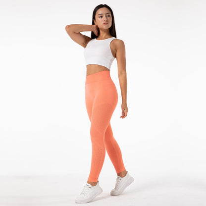 Seamless Yoga Pants Hollow Out Push Up Leggings For Women Sport Fitness Coral Red Yoga Legging High Waist Melody Wear™️