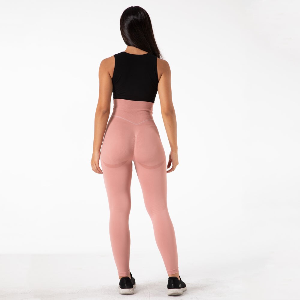 Women Yoga Pants Solid Fitness Gym Tights High Waist Workout Push Up Sports Leggings Seamless Trousers Pink Melody Wear™️