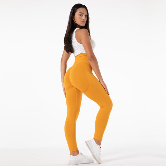 Gym Seamless Leggings High Waist Booty Leggings Scrunch Leggings Yellow Yoga Pants Compression Pants Women