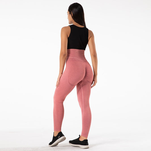 Scrunch Butt Running Training Leggings Seamless Yoga Pants High Waist Belly Control Sports Leggings Pink