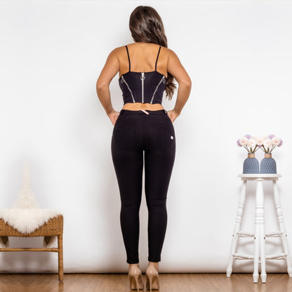 Black Cotton Shapers And Middle Waist Black Knitted Leggings Set Melody Wear™️