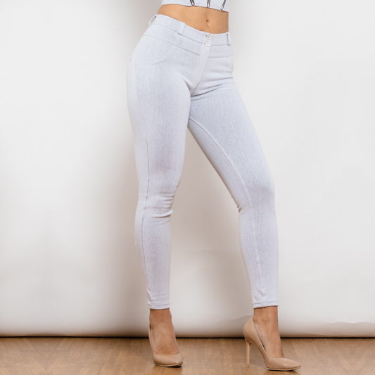 White Jeans Middle Waist Jeggings