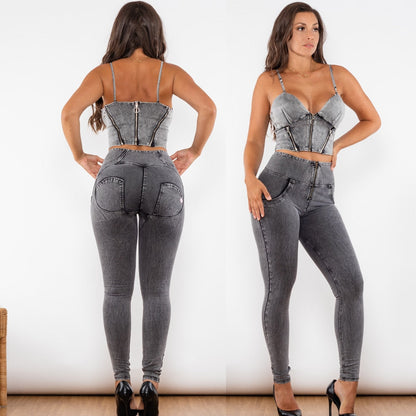 Grey Jeans Shapers And High Waist Dark Thread Grey Jeans Set Melody Wear™️