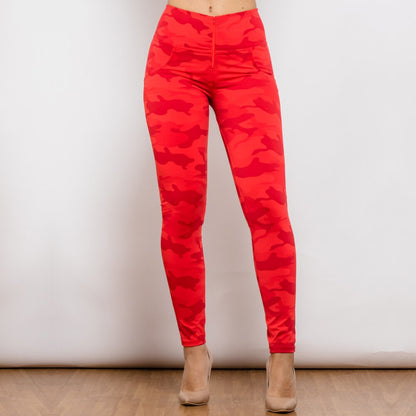 Red Camo Printed Hight Waist Pants Melody Wear™️