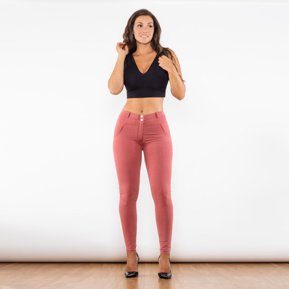 Dark Pink Washed Middle Waist Lifting Jeggings Melody Wear™️