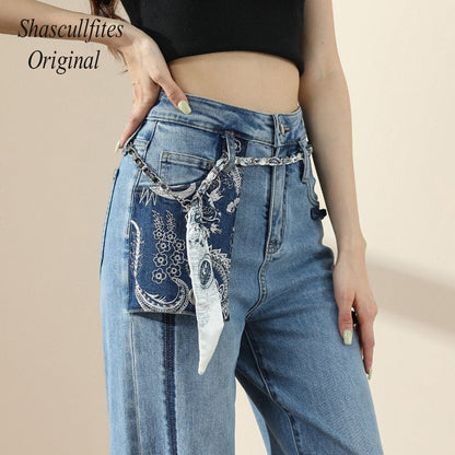 Original Woman New High Street Buttons Split Wide Leg Straight Jeans Women Fashion Casual Pants Women's Jeans Melody Wear™️