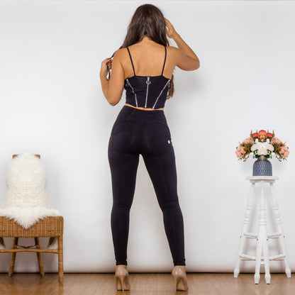 Body Shaper Set Black Cotton Zipper Push Up Top High Waist Butt Lift Leggings Elegant Women's Sets Melody Wear™️