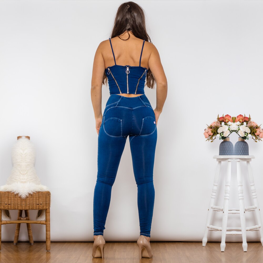 Shaper Set Bodysuit Dark Blue Denim Zipper Body Shaper High Waist Button Style Jeans Two Piece Sets Womens Melody Wear™️